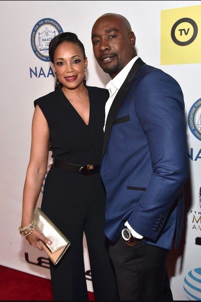 Pam Byse and husband Morris Chestnut at an event